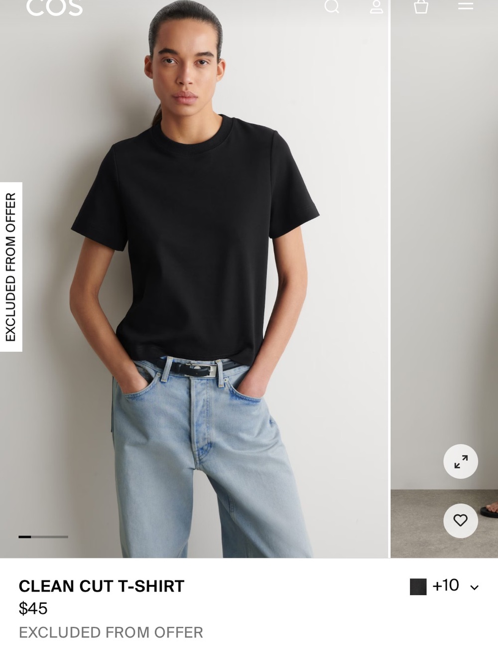 COS Clean Cut T-Shirt Navy Organic Cotton Size M